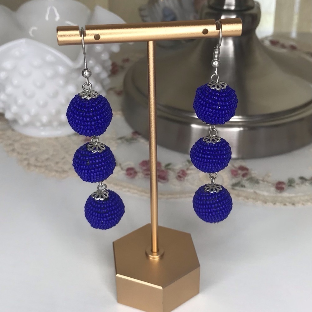Boho Blue Beaded Earrings